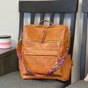 BRAND NEW Camden Convertible Backpack in Camel 🧡